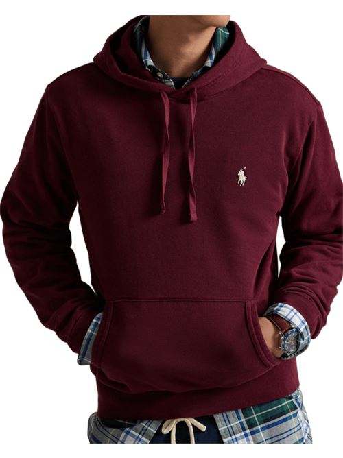 Felpa da uomo con capuccio in cotone, color vino POLO RALPH LAUREN | 710881517079